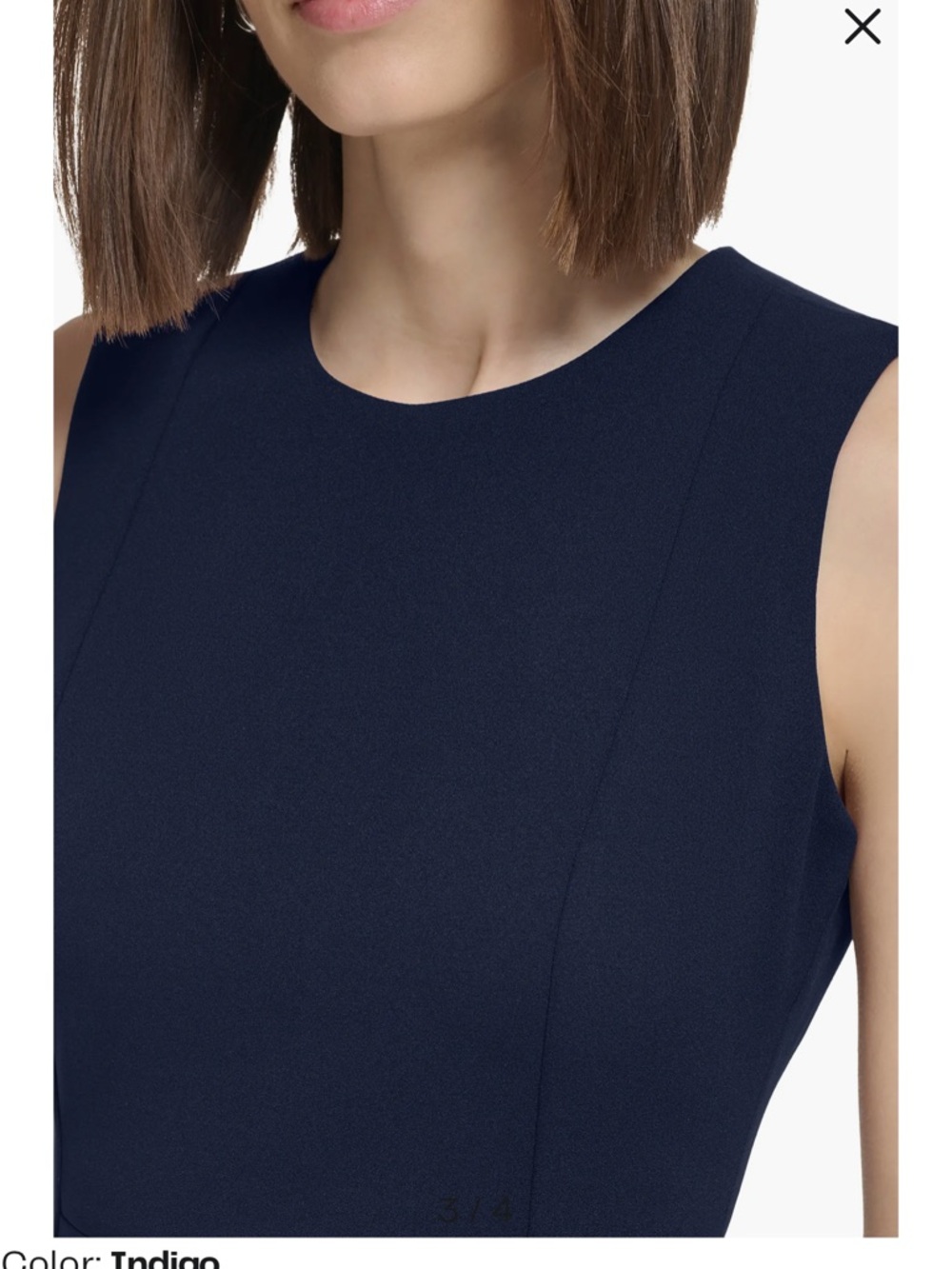 Calvin Klein Indigo Sleeveless Midi Sheath Dress - Picture 2 of 7